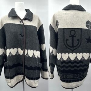Vintage Y2K The Limited Wool Blend Coat Alpine Scandi Maritime Theme Size M